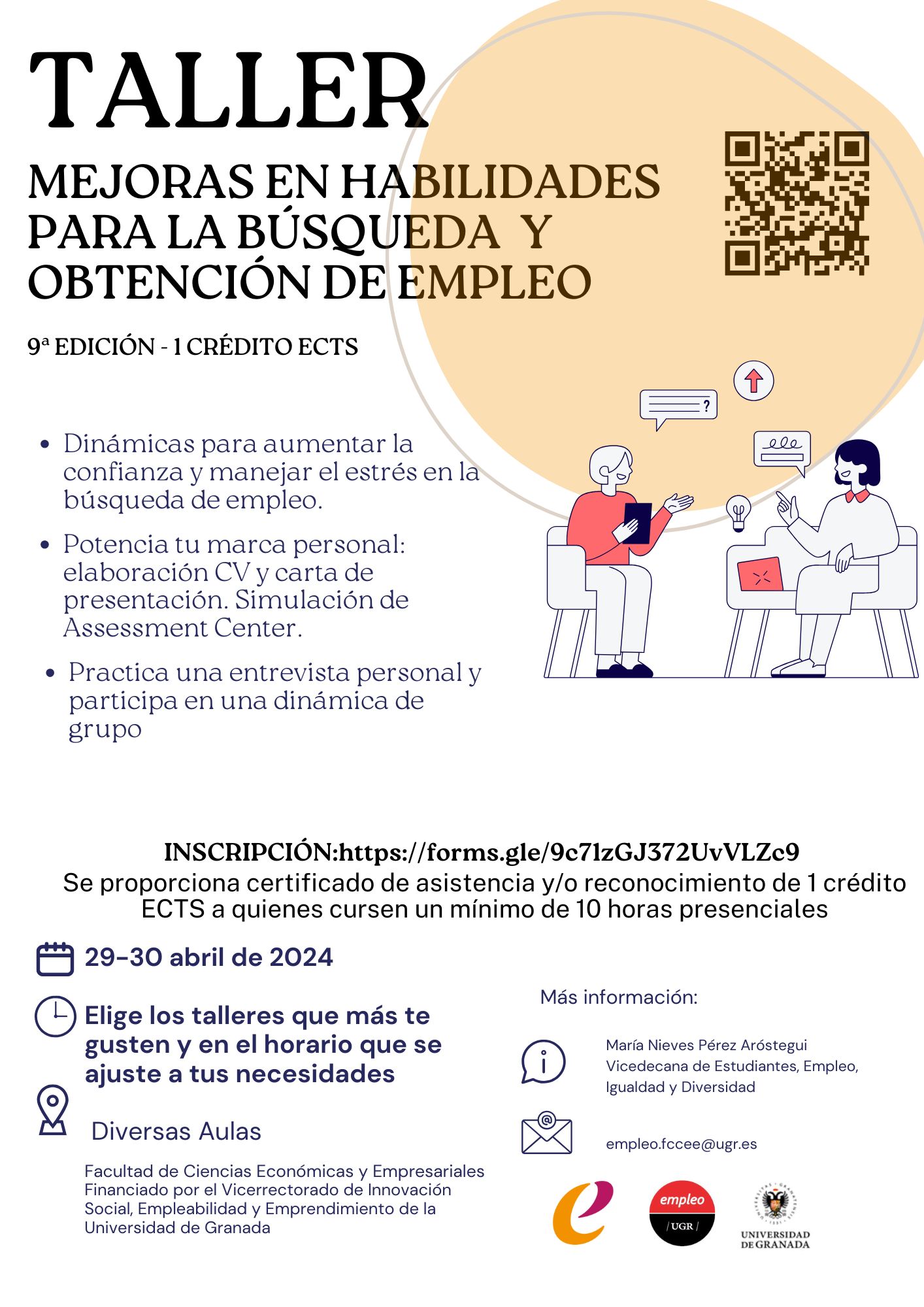 cartel anunciador del 9.ª edición del Taller de Mejora de Habilidades para la búsqueda de Empleo