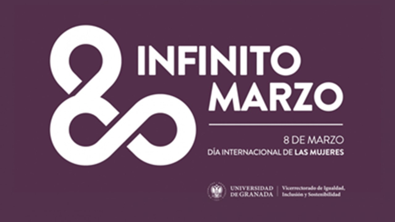 Cartel de INFINITO MARZO. La Facultad de Ciencias Económicas y Empresariales se suma a la conmemoración del 8 de marzo, día internacional de las mujeres 